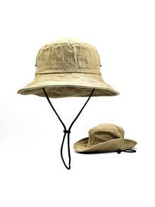 1pc Solid Color Washed Vintage Bucket Hat, Western Cowboy Hat, Foldable Bucket Hat For Outdoor Hiking Camping, Sun Protection Hat For Spring Summer Autumn, Suitable For Students And Couples Beach,Holiday,Travel - A - View 4