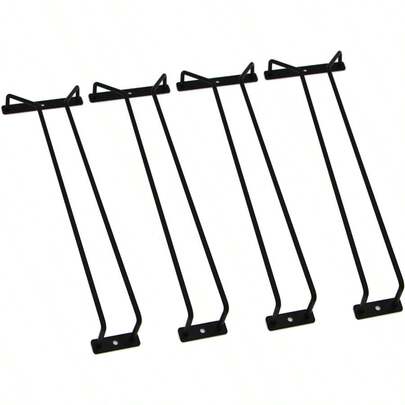 14-Inch Black Wine Glass Rack, Under Cabinet Wine Glass Holder Stainless Steel Stemware Rack - Hanging Stemware Holder For Cabinet Kitchen Bar, Set Of 4