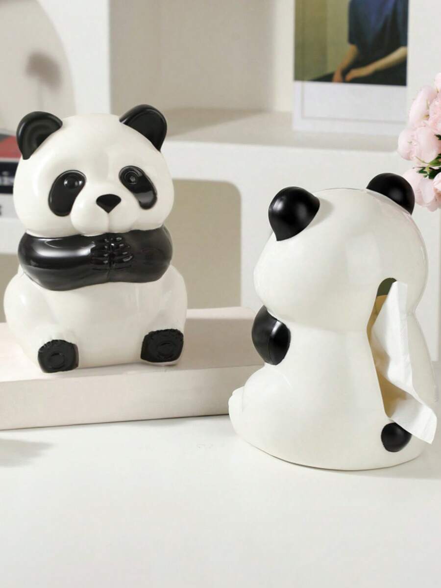 1 pièce Boîte à mouchoirs en forme de panda mignon, support créatif pour papier-mouchoir, boîte de rangement pour mouchoirs en forme d'animal originale pour la décoration de la maison, distributeur de mouchoirs de bureau pour la salle de bain, le salon, la chambre, le bureau, organisateur de bureau kawaii, boîte décorative originale, accessoire de chambre adorable, solution de rangement pratique, support avec design animal charmant - Voir 1