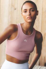 Alo Yoga Aspire Tank True To Close-Fitting Women's  White/Black  W2675rg - 粉色 - 查看 1