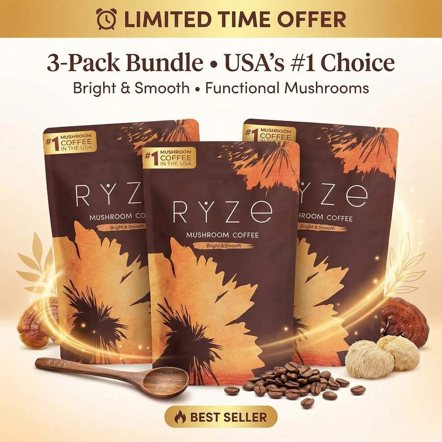 Best Seller Mushroom Coffee 3-Pack – 6 Adaptogenic Mushrooms Blend | Natural Energy, Mental Clarity & Digestive Health | Smooth Focus Without Jitters | Coffee Alternative For Morning Boost Or Afternoon Pick-Me-Up | Limited Time – Buy 3 & Save Big - 1-Pack – Not Cover - 查看 1