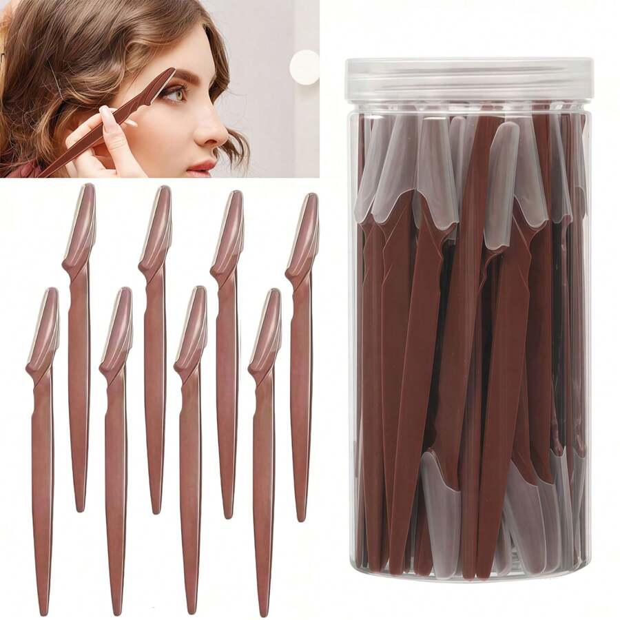 Bộ dụng cụ cạo lông mày đa năng 5/15/25 món - Máy tỉa lông mặt nhẹ nhàng, bộ dụng cụ tạo hình và chăm sóc da dễ dàng - Làn da mịn màng - Màu nâu cà phê - Xem 1