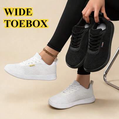 1 đôi giày thể thao nữ buộc dây màu trơn, nhẹ và thoải mái cho kỳ nghỉ hè, thích hợp cho đi bộ ngoài trời, giày thể thao thoáng khí và êm ái.