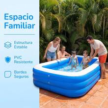 Alberca Inflable Rectangular Familia Piscinas 310x180x55cm Azul Blanco,Alberca Inflable para Niños y Adultos. - A - Ver 11