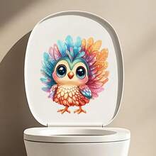 1pc Confrontational Bird Sticker, Colorful Peacock Toilet Decal, Bathroom Fresh Decorative Sticker, Self-Adhesive Removable PVC Material For Toilet Background Decoration - one-size - View 7