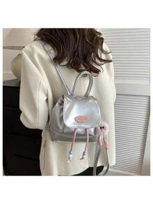Women Fashion Backpacks - 銀色 - 查看 2