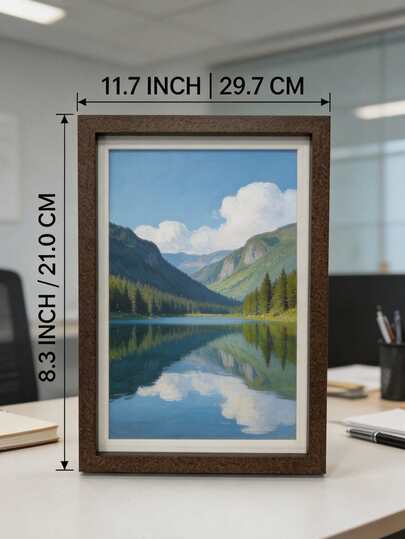 1 khung ảnh gỗ trang nhã, khung ảnh đơn hình chữ nhật dọc cổ điển, trang trí nhà cửa (không kèm nguồn điện), khung gỗ nguyên khối.