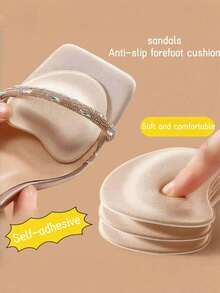 1 Pair Summer High Heel Forefoot Non-Slip Pads, Made Of Sponge Material For Sweat Absorption And Shock Absorption, Comfortable For Ladies With Sweaty Feet, Suitable For School, Boots, Outdoor, Sports, Travel, Home, Office, And School Scenarios - A - View 2