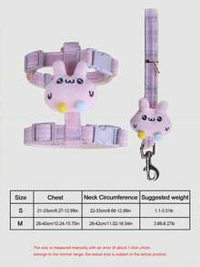 1pc Rabbit Leash, I-Beam Adjustable Rabbit Harness, Cute Rabbit Harness, Rabbit Leash, Suitable For Small To Medium-Sized Animals, Collar And Leash, Harness With Leash, Adjustable Leash, Rabbit Pet Accessories, Rabbit Pet Supplies, Bunny Harness, Cat Harness, Harness For Dog, Dog Harness, Bunny Stuff - Multicolor - View 2