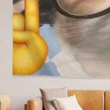 This Rectangular Polyester Tapestry Features A Cat Theme With Cute And Playful Patterns, Adorned With Tree Silhouettes And Star Prints. It's Perfect For Decorating Living Rooms, Bedrooms, Offices, And Party Venues. The Tapestry Includes Adorable Cats Wearing Glasses And Humorous Cat Photos. Categories Include: Cool Cat With Glasses Tapestry, Funny Cat Giving The Tapestry, A Haughty Cat Wearing Sunglasses Wall Hanging, And Hip-Hop Cat Tapestry. - 多色的 - 查看 5