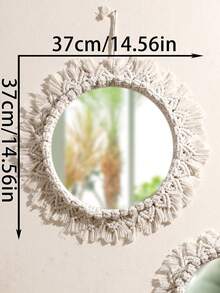 1/3pcs Round Tassel Fringe Mirror, Bohemian Sunrise Style Wall Decor, Decorative Hanging Mirror For Living Room Bedroom, Boho Minimalist Farmhouse Home Decor, Vintage Aesthetic, Suitable For Bohemian And Farmhouse Style Rooms, Suitable For Dorm, Entryway, Living Room Bedroom Wall Decor, Suitable For Cozy Farmhouse Or Natural Style Interior, Unique Home Wall Mirror Decor, Vintage And Modern Aesthetic Design - Multicolor - View 12