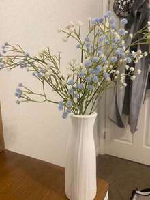 1件白色塑膠花瓶，極簡桌面裝飾花瓶，陽台裝飾花瓶，仿陶瓷花瓶，家居裝飾，適用於花藝插花，桌面裝飾配件，客廳、陽台、電視櫃、餐桌小花瓶，適合鮮花與乾燥花，防震防水，秋季房間裝飾花瓶，玻璃花瓶 - 米白色 - 查看 5