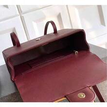 Ruby Red Leather Women's Crossbody Bag – Minimalist Shoulder Bag With Adjustable Strap, Compact Size (S: 17x12x5 Cm / L: 22x15x7 Cm), Elegant Everyday Handbag - Burdeos - Ver 7