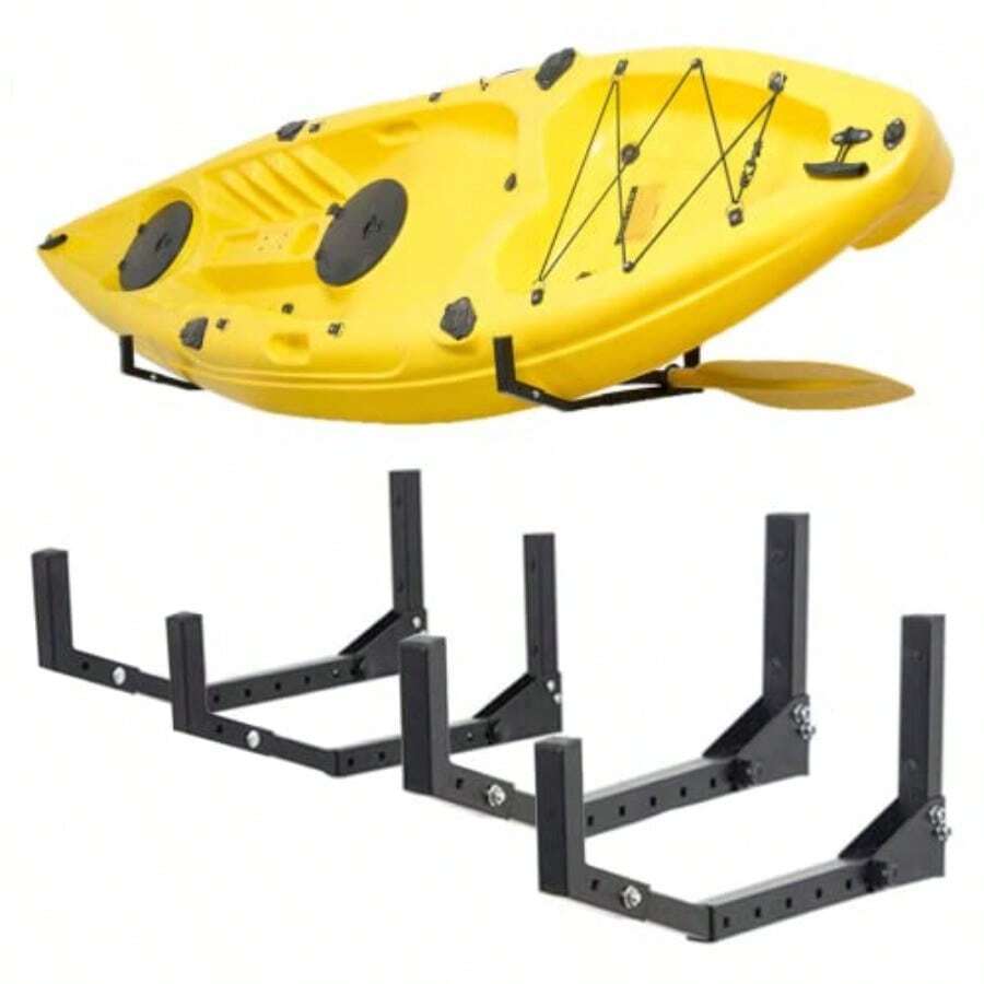 Wallmaster Kayak Storage Hooks Hangers Adjustable Kayak Garage Storage Rack Wall Mount Heavy Duty Hooks for Canoe Kayak Paddle Board Surfboard Snowboard - Paquete de 4 - Ver 1
