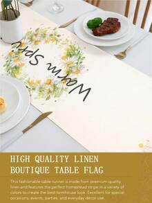 1件“暖春”印花桌布，多种尺寸可选，适用于家庭用餐、家居装饰、户外派对和餐厅装饰，是户外餐桌布置的完美礼物，质感类似亚麻布。 - 彩色 - 查看 8