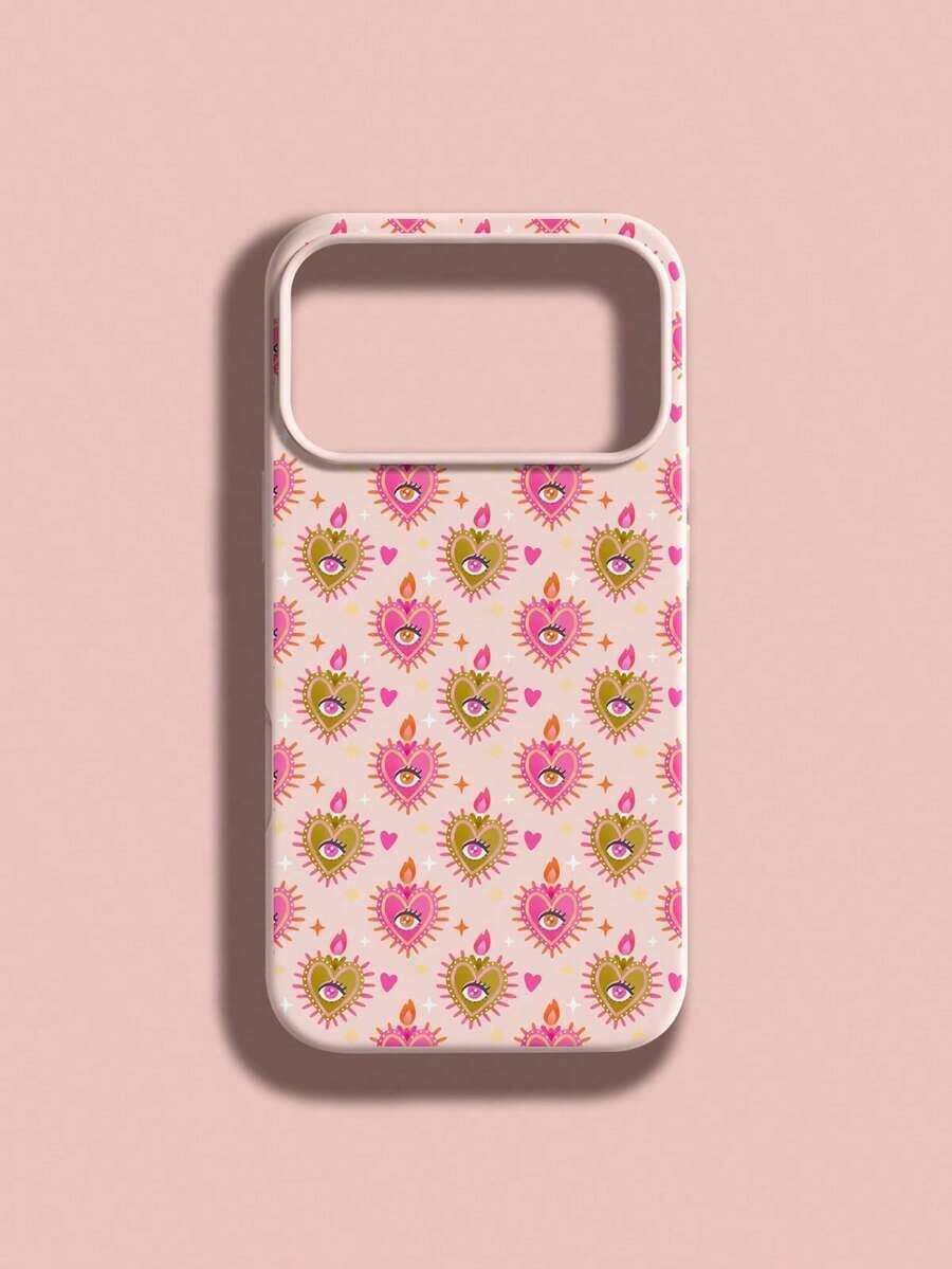 1 Pieza Funda De TeléFono A Prueba De Golpes De Silicona LíQuida Con DiseñO De Ojos De CorazóN, Adecuada Como Regalo Festivo Compatible Con IPhone Xs/Xs Max/Xr/11 12 13 14 15 16 Pro/Pro Max/14 15 16 Plus/17, Unisexfundas Para Celular - Color 1 - Ver 1