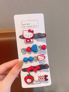 5 chiếc kẹp tóc hình mèo hoạt hình đính đá SANRIO KT, kẹp tóc hình giọt nước dễ thương, kẹp tóc mái đa năng - Nhiều màu - Xem 7