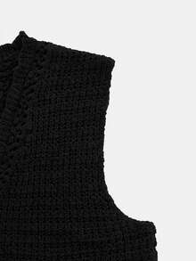 Camiseta de punto de unicolor para mujer, top de punto sin mangas casual adecuado para el verano, suéter de punto de moda para uso diario en color negro - Negro - Ver 7