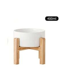 Bát ăn cho mèo bằng gốm có chân đế, bát ăn cho chó nâng cao, bát đựng thức ăn chống trượt cho mèo với chân đế bằng tre, bộ đựng thức ăn và nước cho chó, chống nôn, giảm căng thẳng, phù hợp cho chó cỡ trung bình. - 400ml - Xem 14