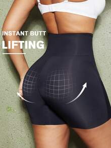 1pc Women Shapewear Shorts, Tummy Control, Butt Lifting, Waist Cincher Underwear - Black - View 4