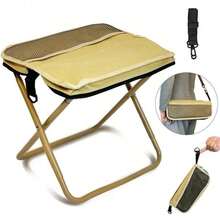 Outdoor Camping Climbing And Hiking Portable Stool, 1.5 Lbs Ultralight, Foldable Stool With Carrying Bag, Aluminum Alloy Stand, Bearing Up To 500 Lbs, Outdoor Chair With Pocket, Travel, BBQ, Fishing, Beach, Picnic, Camping, Fishing, Camping Equipment - Khaki - View 3