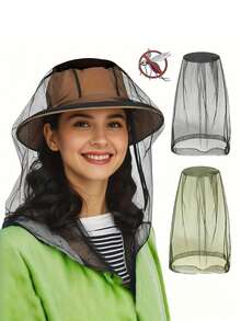 Màn chống muỗi cỡ lớn kèm khẩu trang - Lưới chống côn trùng bền chắc, dệt mịn, thích hợp cho câu cá và săn bắn, bảo vệ khỏi virus West Nile và virus Zika, màu xanh lá cây (vải bền). - Nhiều màu - Xem 1