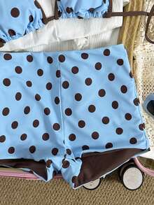 女士泳装比基尼服装健身服休闲/优雅套装，适合泳池派对、度假、音乐节等场合，都市海滩风情，2026春夏沙滩装 - 藍色 - 查看 4