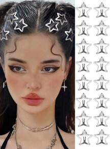 20/15/10/5 Pcs Star Hair Clips Y2K Metal Star Hair Clips Gold Five-Pointed Star Hair Clips Side Bangs Versatile BB Clips, Stars - 5PCS - View 3