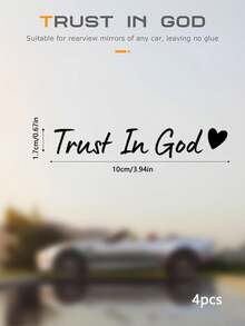4pcs Car Stickers, Car Decor Stickers, Car Accessories "Trust God" Rearview Mirror Stickers, Car Stickers And Decor, Women's Car Decor Stickers, Trust God Rearview Mirror Decor, Suitable For Most Car Models (Black) - Car Stickers - View 7