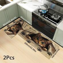1pc Cat Pattern Design, Kitchen Decor, Home Decor, Decorative Mat, Fashion Doormat, Multi-Purpose Mat, Kitchen Floor Mat, Kitchen Mat Set, Kitchen Floor Protector, Comfort Standing Mat, Living Room Bedroom Bathroom Laundry Office Area Rug, Home Decoration Indoor - Multicolor - View 7
