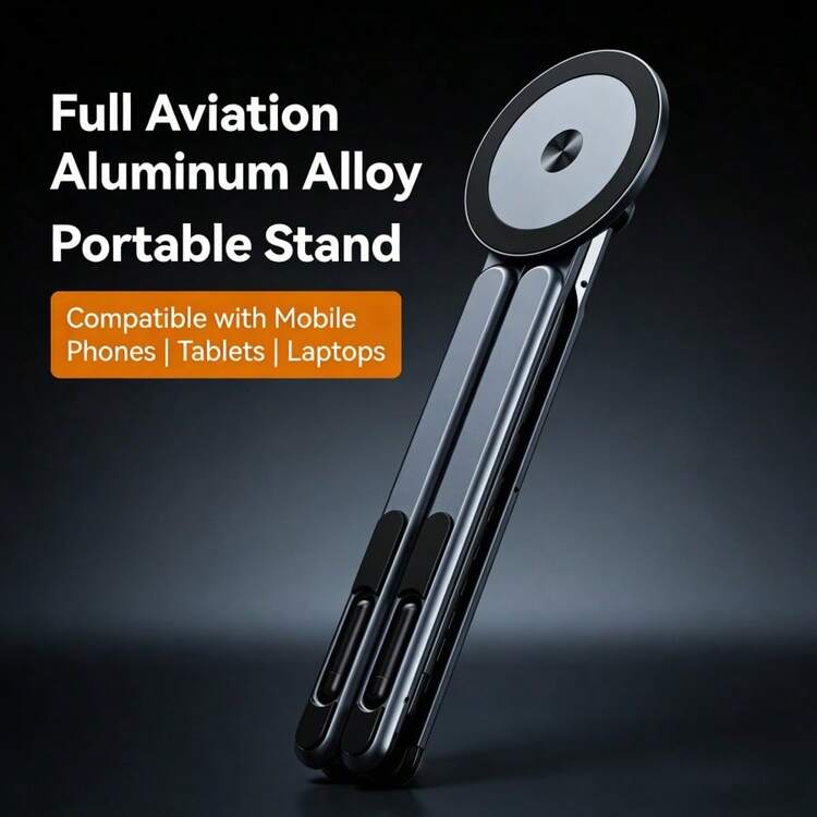 NEXOSYNTH Multi-Functional Magnetic Aluminum Alloy Magnetic Selfie Stick, Portable Versatile Tablet/Phone/Laptop Stand - View 10