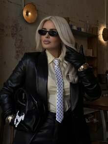 1pc Slim Polka Dot Hand Tied Necktie, Suitable For Casual Daily And Party Wear - White - View 2