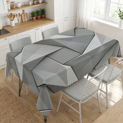 1 chiếc khăn trải bàn bằng polyester in họa tiết hình học trừu tượng, thích hợp cho nhà bếp, phòng ăn, các dịp lễ, tiệc tùng, trang trí bàn ăn.