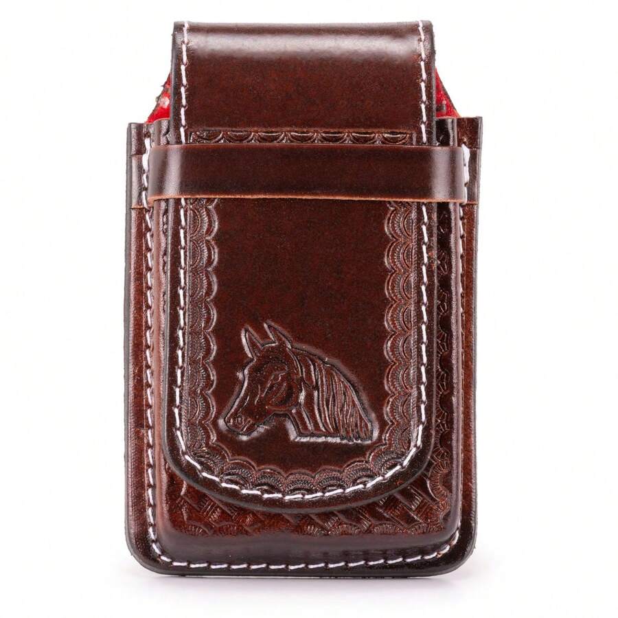 Porta Celular Couro Legítimo Bainha Country Para Cinto  Couro genuíno    Bainha  Todas - Marrom - Visão 1