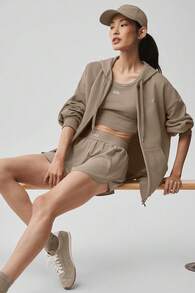 Alo Yoga Alo Accolade Full Zip Hoodie Unisex Style Designed For A Boxy Gravel U3041rg - màu nâu - Xem 6
