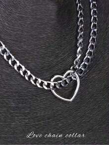 1pc Sexy Heart-Shaped Chain Choker, Sexy Lingerie Accessory, Women's Heart-Shaped Leash Necklace, Multi-Layer Tassel Necklace, Punk Metal Chain Body Jewelry Chain, Sexy Accessory For Couples, Dates, Parties And Performances - Nhiều màu - Xem 6