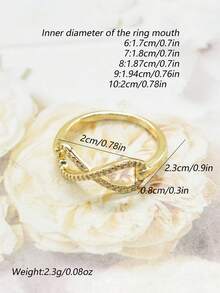 1pc Elegant Fashion Infinity Love Eternity Ring, Inlaid Synthetic Cubic Zirconia, Suitable For Daily Wear/Party/Wedding, Valentine's Day/Christmas/Anniversary Gift, Gift For Girlfriend, Holiday Gift - Gold - View 2