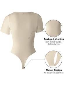 1件装女士纯色塑身连体衣，收腹瘦身连体衣，收腰塑形连体衣 - 杏色 - 查看 4