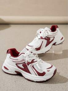 Soft Leather Thick-Soled Height-Enhancing Sneakers, Women's Breathable Mesh 2025 Spring, Summer And Autumn New Casual Running Shoes, Music Festival Millennial Style Back To School Must-Have - 玫瑰紅 - 查看 4
