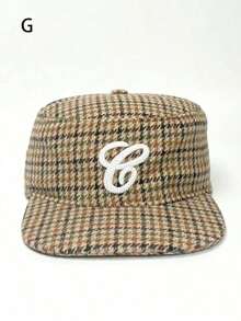 1pc Men's G Letter Embroidered Leopard Print Hat, Street Hop Cap, Warm Plaid Flat Brim Hat, - A - Xem 10