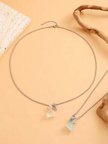 Set de 2 collares de pareja/amistad con cuentas luminosas en forma de corazón y conejo, que brillan en la oscuridad. Joyería de pareja casual adecuada para uso diario y regalo del Día de San Valentín - Multicolor - Ver 7