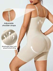 Women's Bust Lifting, Abdomen Slimming, Butt Lifting Shaping Tight Romper - Apricot - View 2