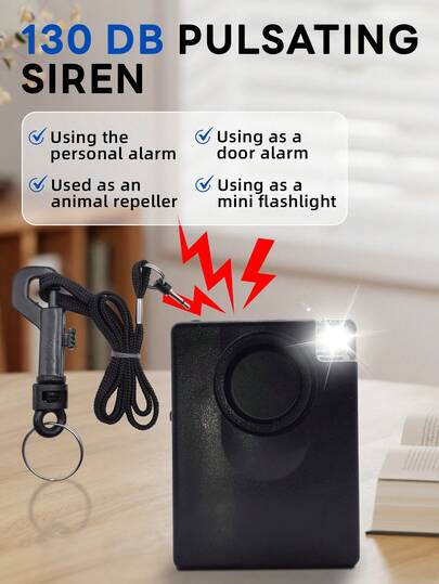 1pc ABS Material Personal Alarm With Flashing LED Light & 130dB Loud Sound, Square Shape Anti-Wolf Alarm Suitable For Women, Elderly, Home & Window Security