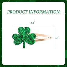 4 pinzas para el pelo con diseño de trébol para niñas, accesorios para el pelo del Día de San Patricio para mujeres, horquillas verdes con trébol dorado para mujeres. - 1 - Ver 3