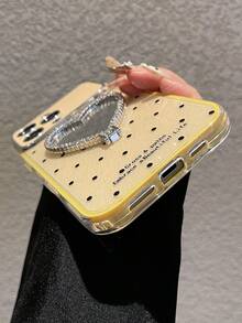 心形亮片波点大窗口+心形镜面支架，兼容 17 Pro Max/17 Pro/17 Air/17/16 Pro Max/16 Pro/16/15/15 Pro Max/15 Pro/13/14/13 Pro/13 Pro Max/14 Pro/14 Pro Max/11/11 Pro/12/12 Pro Max/13/12 Pro - 黃色 - 查看 4