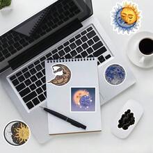 50張復古哥德幻想風太陽月亮星星雲朵貼紙，趣味裝飾塗鴉美學貼紙，乙烯基防水貼紙，適用於水壺、吉他、行李箱、手機、手機殼、筆電、滑板等，可作為禮物使用 - Q - 查看 2