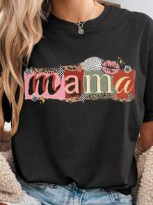 Camiseta Retro Mama - Camiseta Moderna con Estampado de Carta de Entrega Y2K - Regalo Personalizado para el Día de la Madre - Negro - Ver 6