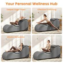 Modern Faux Leather Yoga Chaise Lounge Indoor With Pillow - Grey - View 4