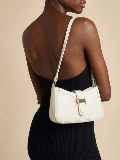 Glamine Elegant Crescent Underarm Shoulder Bag, Women's Fashion Casual Solid Color Underarm Bag