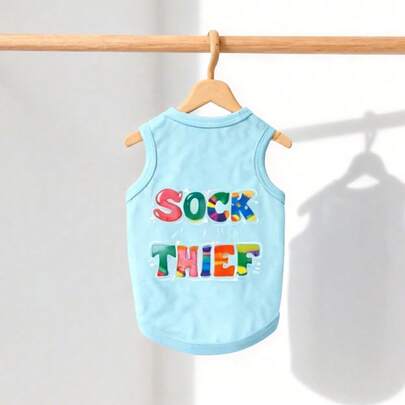 LUCKIE LABO 一件字母图案宠物背心，物理防跳蚤，减少掉毛，保暖透气，适合小型和大型犬，室内外均可穿着。